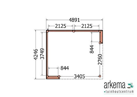 Buitenverblijf Capri 4900x4250x2550mm (bxdxh) model links alleen constructie