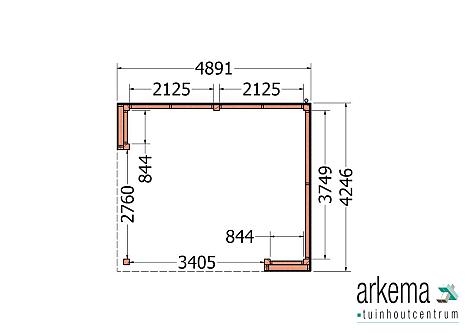 Buitenverblijf Capri 4900x4250x2550mm (bxdxh) model rechts alleen constructie