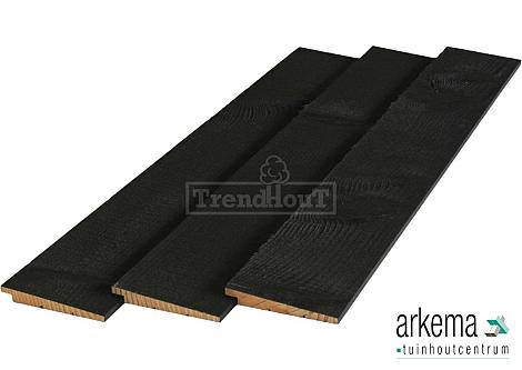 Potdekselplanken douglas 10-20x145x3000mm zichtzijde fijnbezaagd, rondom zwart gespoten