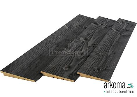 Potdekselplanken douglas 12-25x195x3000 zwart geïmpregneerd, zichtzijde fijnbezaagd