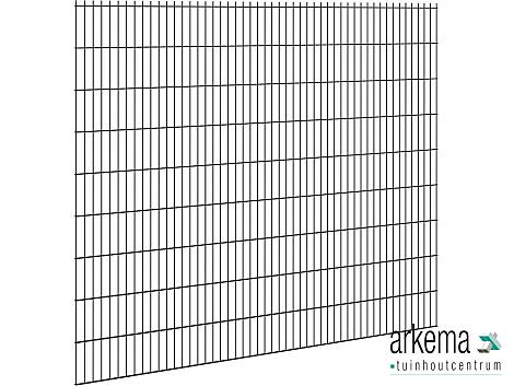 Hillfence metalen scherm, dubbele staafmat, 250 x 183 cm, zwart.