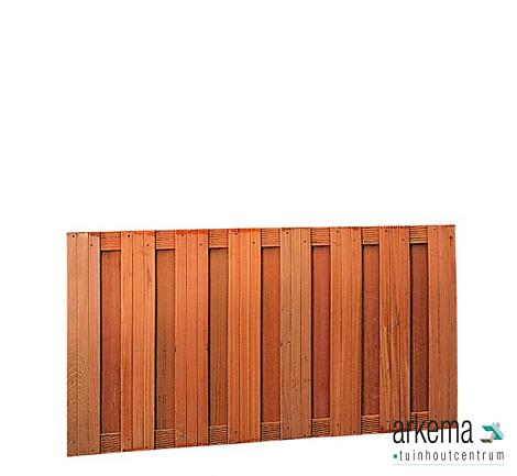 Hardhouten plankenscherm 17 planks 14 mm recht verticaal 180 x 90 cm.