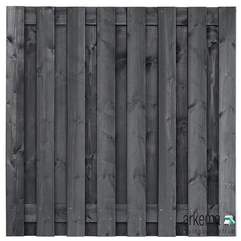 Tuinscherm grenen zwart geïmpregneerd, 17-planks (15 + 2) Dalen 180 x 180 cm