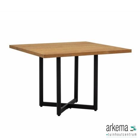 Jakarta dining table 110x110x76h cm, base aluminium Black, top teak Natural, KD