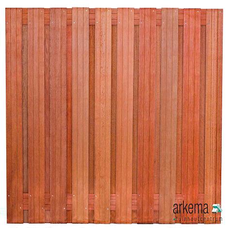 Tuinscherm hardhout kunstmatig gedroogd, 21-planks (19 + 2) Dronten 180 x 180 cm