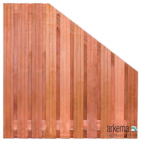 Tuinscherm hardhout kunstmatig gedroogd, 21-planks (19 + 2) Dronten 180/90 x 180 cm verloop