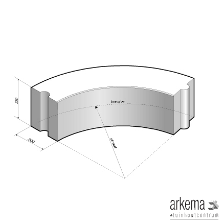 Opsluitband 20x25 bocht R=8