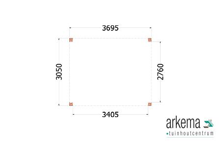 Buitenverblijf Palermo 3700x3100x2450mm (bxdxh)