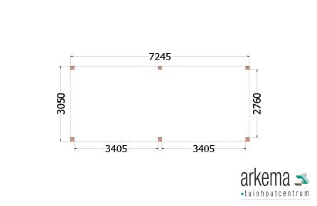 Buitenverblijf Palermo 7250x3100x2450mm (bxdxh)