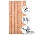 Tuindeur Privacy Douglas met RVS inbouwslotset 100 x 195 cm plank: 1.6x14.0cm / 11 stuks + 1.4x9.0cm / 2 stuks RVS inbouwslotset + ogen + duimen