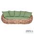 Cocoon sofa 236, frame aluminium, biculair weaving Mocca (20 mm), Bee Wett cushions Green