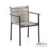 Jakarta dining armchair 56, base aluminium Black, rope weaving Grey, arm SVLK teak Natural, (MOQ 4)