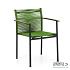 Jakarta dining armchair 56, base aluminium Black, rope weaving Olive, arm SVLK teak Natural (MOQ 4)