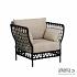 Pure lounge chair 86, rope open nett weave Black, Bee Wett cushions + 2 small pillows Natur-CN