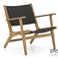 Luc lowback lounge chair 63 with arm, teak Natural, belt weaving Charcoal