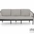 Menton sofa 194, base aluminium Black, bead Black, rope+Bee Wett cushion Silk