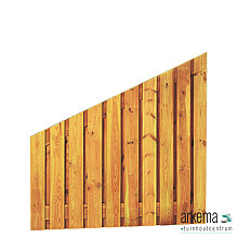 Afbouwscherm Grenen geschaafd plankenscherm 21-planks 17 mm, 180 x 180/90 cm, verticaal recht aflopend, groen geïmpregneerd.