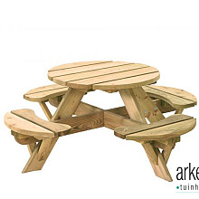 Kinderpicknicktafel rond Jimmy, doorsnede blad 63 cm, groen geïmpregneerd.