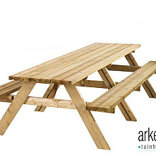 Picknicktafel Lange Jan, 40 mm dik, bladmaat 300 x 70 cm, groen geïmpregneerd.