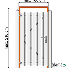 Tuindeurkozijn hardhout met aanslaglat, max. 160 cm breed.