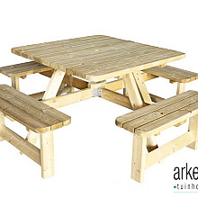 Picknicktafel Vierkant, 40 mm dik, bladmaat 115 x 115 cm, groen geïmpregneerd.