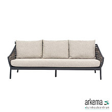 Milou sofa 203, frame aluminium Black, biculair weaving Willow, Bee Wett cushions Nature Grey