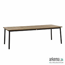 Milou dining table 240x100x77h, base aluminium Black, top SVLK teak Antique finish